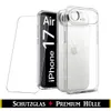 A clear phone case and screen protector are displayed. Produktbild-Vorschau