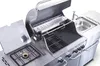 A stainless steel outdoor kitchen unit with a grill and a side burner. Produktbild-Vorschau