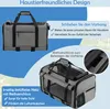 A marketing image showcasing a pet carrier with various features highlighted by text and close-up views. Náhled obrázku produktu