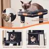 A collage of images showcasing a cat tree with different features and close-ups of cats interacting with it. Produktbild-Vorschau