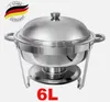 6 Liter Edelstahl Chafing Dish Speisenwärmer Suppentopf Produktbild-Vorschau 1