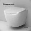 A white wall-mounted toilet is shown against a light gray and white background. Dimensions are indicated with dashed lines and a measurement of 485 mm. Produktbild-Vorschau