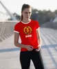 Damen WM-Shirt DDR Fan Retro Nostalgie Moonworks®  rot-weiß Produktbild-Vorschau 2