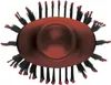 A close-up, top-down view of a round hairbrush with red bristles and a red barrel. Voir les images du produit
