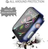 A blue protective case for an Apple Watch is shown with a cracked ground effect, suggesting durability. Produktbild-Vorschau