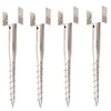Four metal screw-in post bases are arranged in a row against a white background. Náhled obrázku produktu