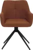 A brown upholstered chair with a black metal base. Náhľad obrázku produktu