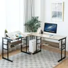 A home office setup with an L-shaped desk, computer, and books. Produktbild-Vorschau