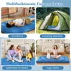Collage of four images showing different uses of a blue futon mattress. Produktbild-Vorschau
