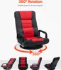 A gaming chair is shown with text and graphics highlighting its 360-degree rotation feature. Several smaller images at the bottom show the chair in different positions. Produktbild-Vorschau