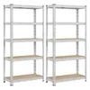 Two identical metal shelving units with wooden shelves are shown side-by-side against a white background. Náhled obrázku produktu