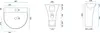 Technical drawings with dimensions of a sink and pedestal. Produktbild-Vorschau
