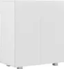 A white sideboard with three doors, shown from a side angle. Anteprima dell’immagine prodotto