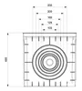 A technical drawing of a drainage inspection chamber with dimensions. Produktbild-Vorschau