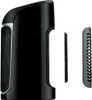 A black personal heater with two detachable parts shown separately. Voir les images du produit