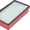 A close-up, angled view of a red and white air filter with a black border, isolated on a white background. Produktbild-Vorschau