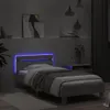 Estructura de cama con cabecero y luces LED, color gris Vista previa de la imagen del producto 3