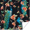 MuchoWow® Poster Muster - Pfau - Blüte - Schwarz 100x100 cm Produktbild-Vorschau 1