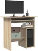 A desk with a computer monitor, keyboard, computer tower, and headphones. Anteprima dell’immagine prodotto