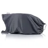 A gray drawstring bag containing a product, shown on a white background. Produktbild-Vorschau
