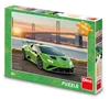 A box of DINO puzzles featuring a green Lamborghini car in front of a bridge. Náhľad obrázku produktu