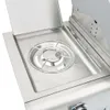 A close-up view of a gas grill's side burner and surrounding stainless steel surface. Produktbild-Vorschau