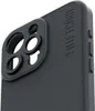 Close-up of the back of a black iPhone case with a camera lens attachment. Podgląd zdjęcia produktu