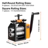 A rolling mill machine with dimensions and rolling size options displayed. Produktbild-Vorschau