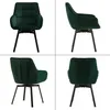 A collage of four images showing a green velvet armchair from different angles. Voir les images du produit