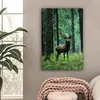 MuchoWow® - Leinwandbilder - Hirsche - Wald - Bäume - Tiere Produktbild-Vorschau 2