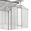 A close-up view of a greenhouse with a sliding door. Produktbild-Vorschau