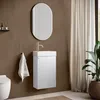A modern bathroom vanity with a sink, faucet, and mirror. Anteprima dell’immagine prodotto