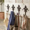 Vintage gietijzeren bloemvormige wandhaken, antiek bruin - Productafbeelding-voorbeeld 3