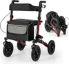 Faltbarer Leichtgewicht-Rollator mit Luftreifen, Rot, 140kg Produktbild-Vorschau 1