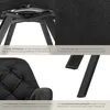 A collage of four images showcasing different aspects of a black velvet armchair, including its base, fabric texture, tufted upholstery, and legs. Produktbild-Vorschau