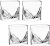 Four clear whisky glasses with a mountain-like design at the base, arranged in a two-by-two grid on a white background. Produktbild-Vorschau