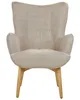 BELIANI Sessel Beige Stoff Gepolstert Gesteppt mit Hocker Produktbild-Vorschau 5