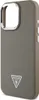 A close-up, angled view of a brown smartphone case with a silver Guess logo. Náhled obrázku produktu