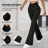 Damen Yoga Schlaghose High Waist Crossover Schwarz Gr. M Produktbild-Vorschau 1