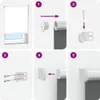 Collage of images showing the steps for installing a roller blind. Náhled obrázku produktu