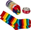 Regenbogen Socken im Paar in schöner Metalldose Produktbild-Vorschau 1