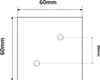 A diagram showing the dimensions of a square object with two circular holes. Náhľad obrázku produktu
