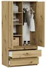 Skříň šatna 90 cm 2 dveře 2 zásuvky FRAMIRE B-9TIP artisan Náhled obrázku produktu 4