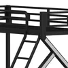 A close-up view of a black metal bunk bed ladder and railing. Podgląd zdjęcia produktu