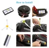 Collage of images showing replacement parts for a robotic vacuum cleaner and their installation. Produktbild-Vorschau