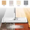 A mop head is shown cleaning different types of flooring, with examples of wood, ceramic tile, marble, and cement floors illustrated above. Náhľad obrázku produktu