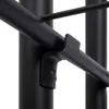 A close-up view of a black metal plant stand, focusing on a bracket holding a horizontal bar. Anteprima dell’immagine prodotto