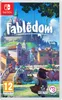 The image shows the front cover of the Nintendo Switch game 'Fabeldom'. It features a colorful illustration of a fantasy town with a castle in the background and characters in the foreground. Produktbild-Vorschau