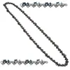 A chainsaw chain is laid out in a curve on a white background, with two close-up sections of the chain shown at the top and bottom. Anteprima dell’immagine prodotto