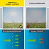 A split image comparing two types of insect screens for windows, showing their effectiveness and airflow. The left side shows 'EASYMAXX INSECT PROTECT' with a checkmark and 'Zulässiger Luftdurchlass' (Permissible Airflow), illustrating good airflow with gr Produktbild-Vorschau
